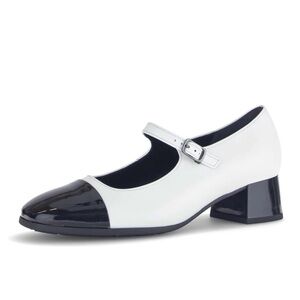 NWT GABOR US6.5 Mary Jane Block Heel Shoes Black White Leather Buckle - US 6.5